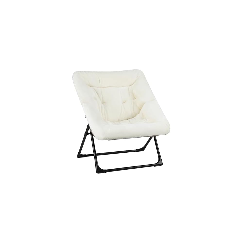 Comfy Saucer Chair for Adults, Soft Faux Fur Bedroom Chair, Accent Dorm Chairs, Flexible Living Room Reading Chairs, Oversized Folding Seat for Teens, X-Large, Brown