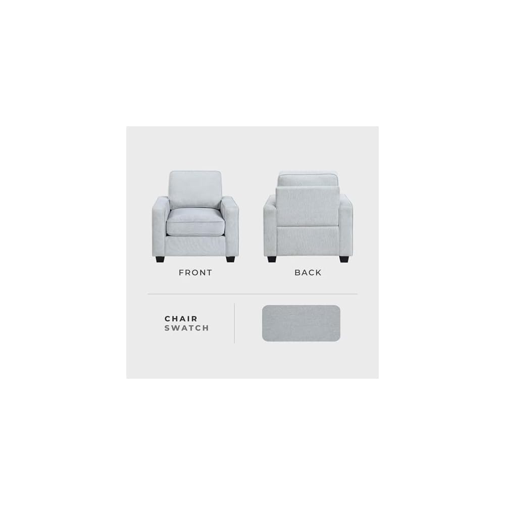 Lexicon Accent Chair, Textured Fabric Upholstered Armchair, Single Sofa Chair, Reversible Cushion, Track Arms, Comfy Chairs for Living Room/Bedroom/Office/Waiting Room, Gray