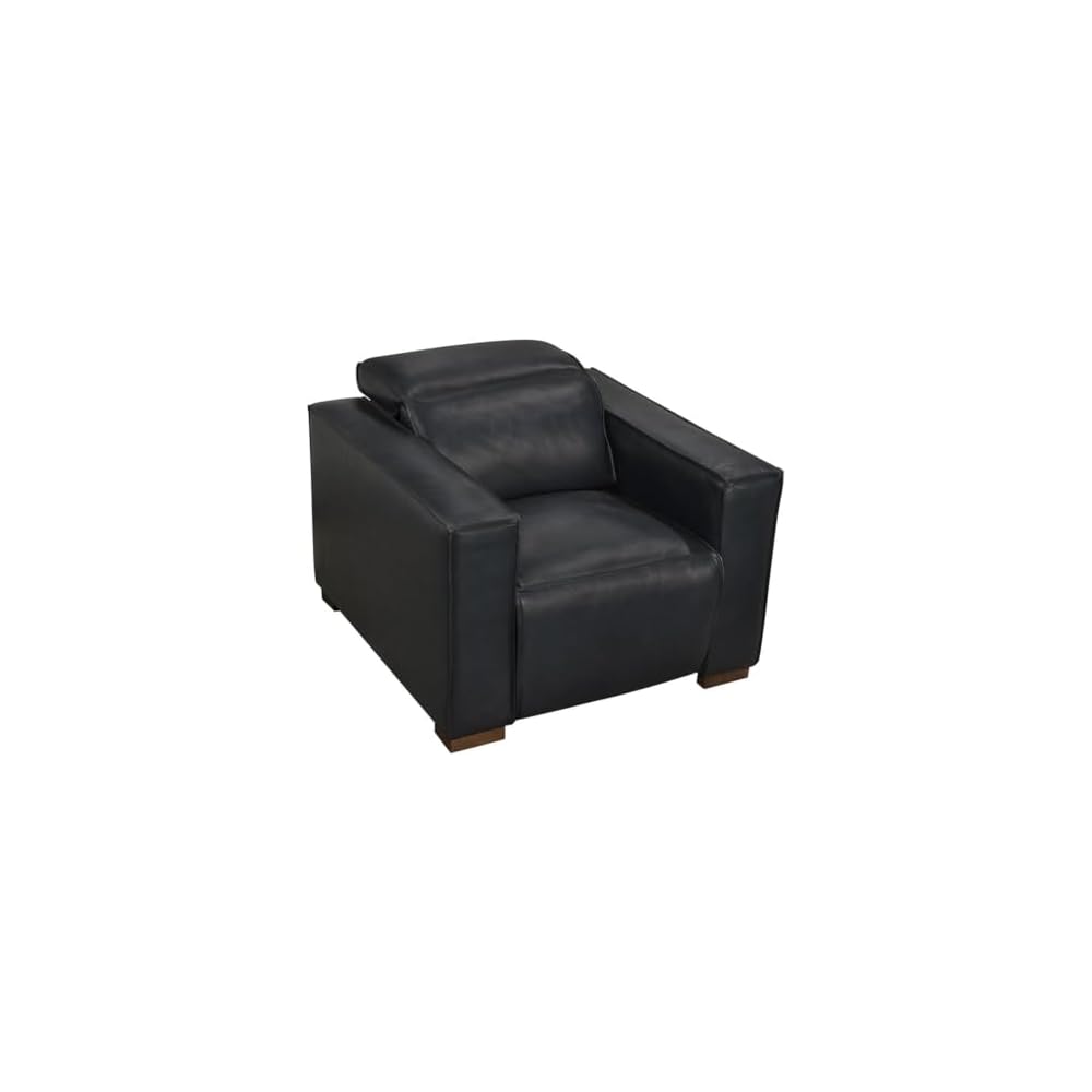 Moti Riseholme Reclining Lounge Chair with Brown Legs and Contemporary Blue Leather