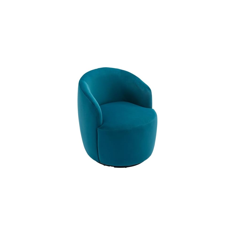 6955624449275 Velvet, PinkVelvet Fabric Swivel Accent Armchair Barrel Chair with Black Powder Coating Metal Ring,Pink, One Size, Teal
