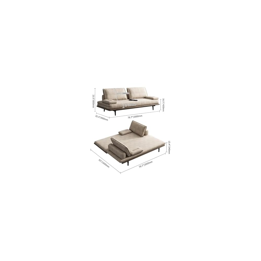 homary 79" Pull Out Sofa Bed, Linen Convertible Sleeper Sofa, Khaki