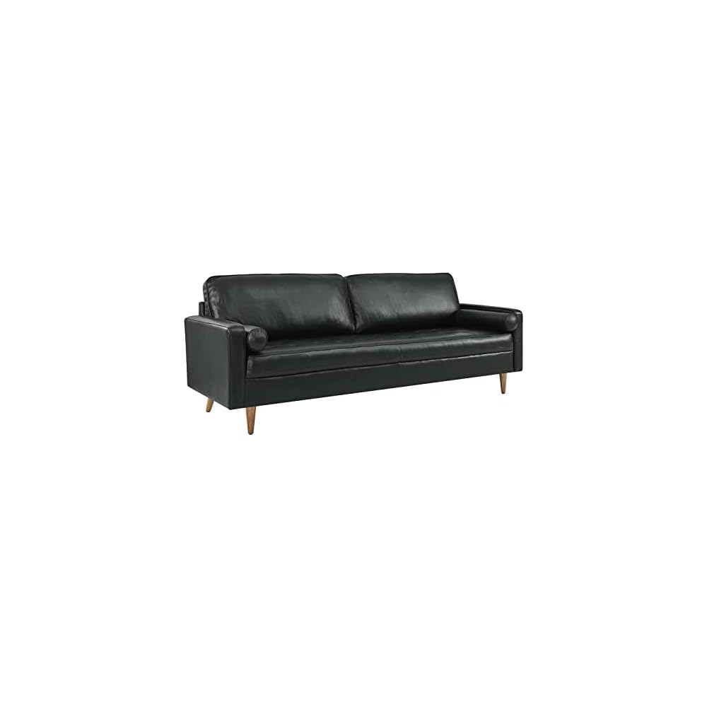Modway Valour 88" Modern Style Leather and Dense Foam Sofa in Black Finish