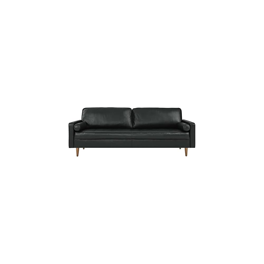 Modway Valour 88" Modern Style Leather and Dense Foam Sofa in Black Finish