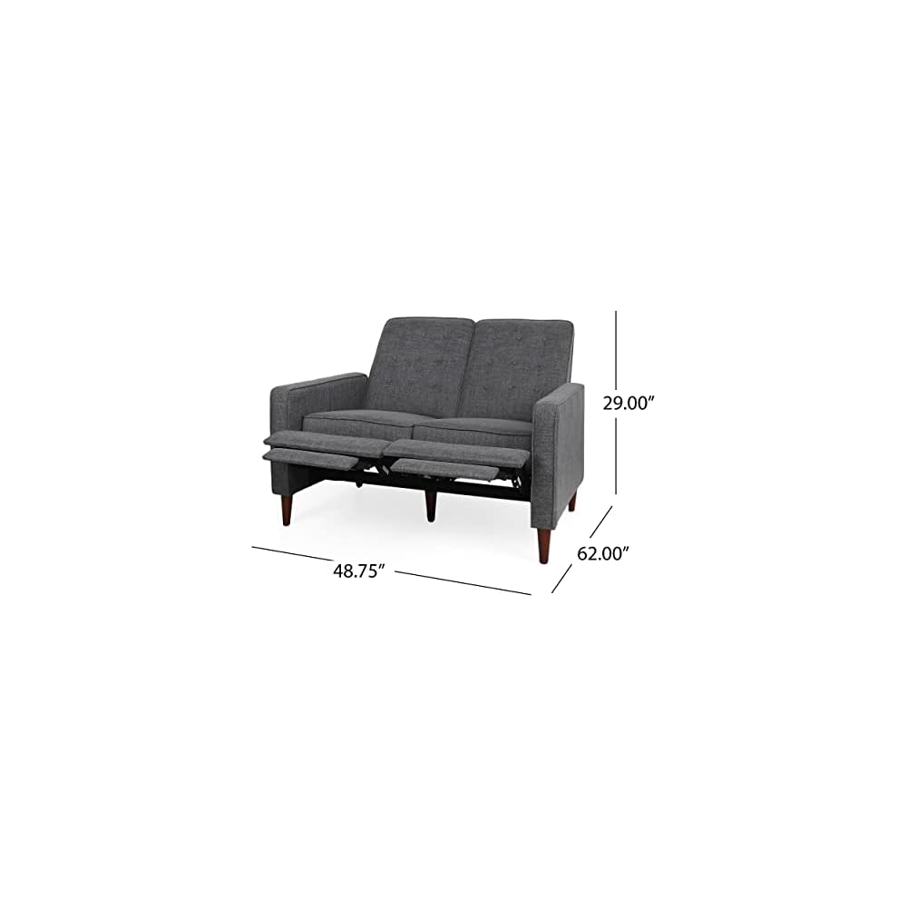 Christopher Knight Home Denison Tufted Loveseat Pushback Recliner - Gray/Dark Espresso