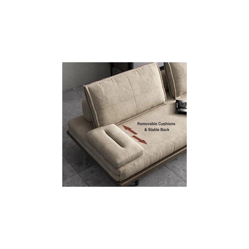 homary 79" Pull Out Sofa Bed, Linen Convertible Sleeper Sofa, Khaki