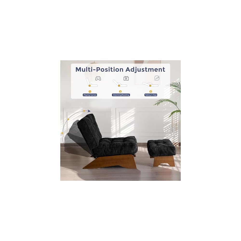 MAXYOYO Accent Chair with Ottoman, Lounge Chair with Adjustable Backrest
