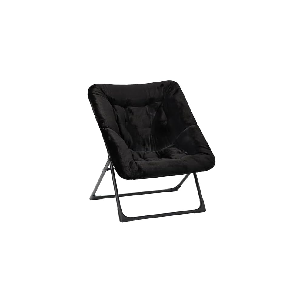 Comfy Saucer Chair for Adults, Soft Faux Fur Bedroom Chair, Accent Dorm Chairs, Flexible Living Room Reading Chairs, Oversized Folding Seat for Teens, X-Large, Brown