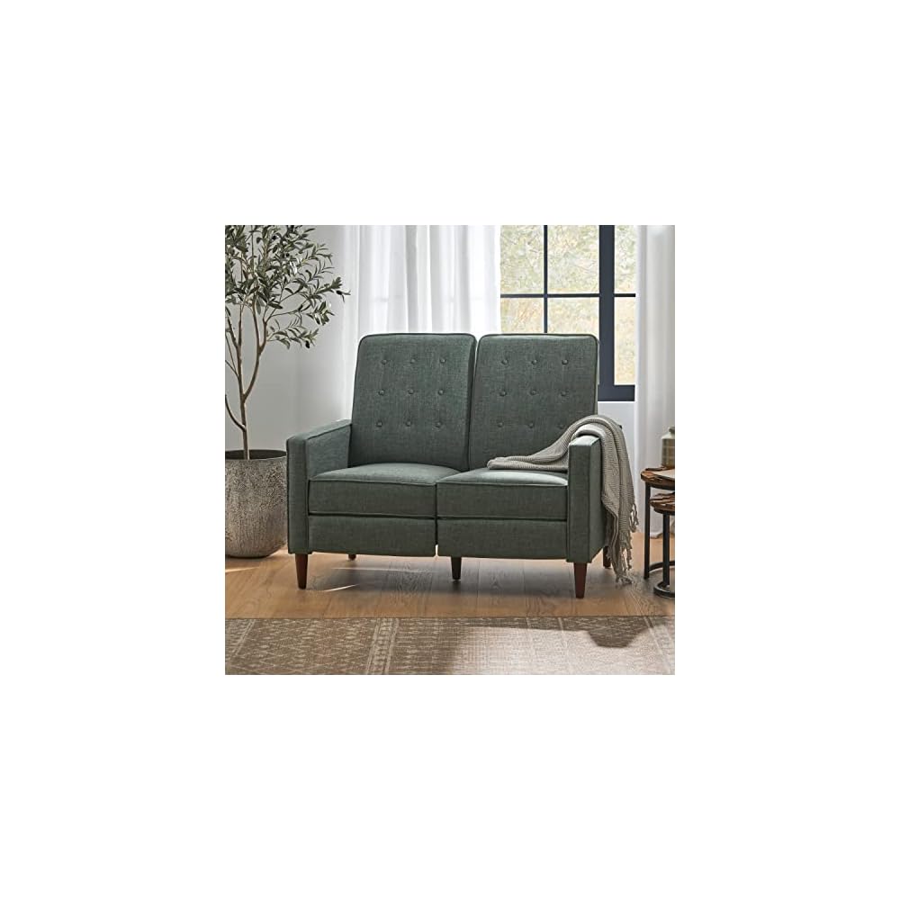 Christopher Knight Home Denison Tufted Loveseat Pushback Recliner - Gray/Dark Espresso