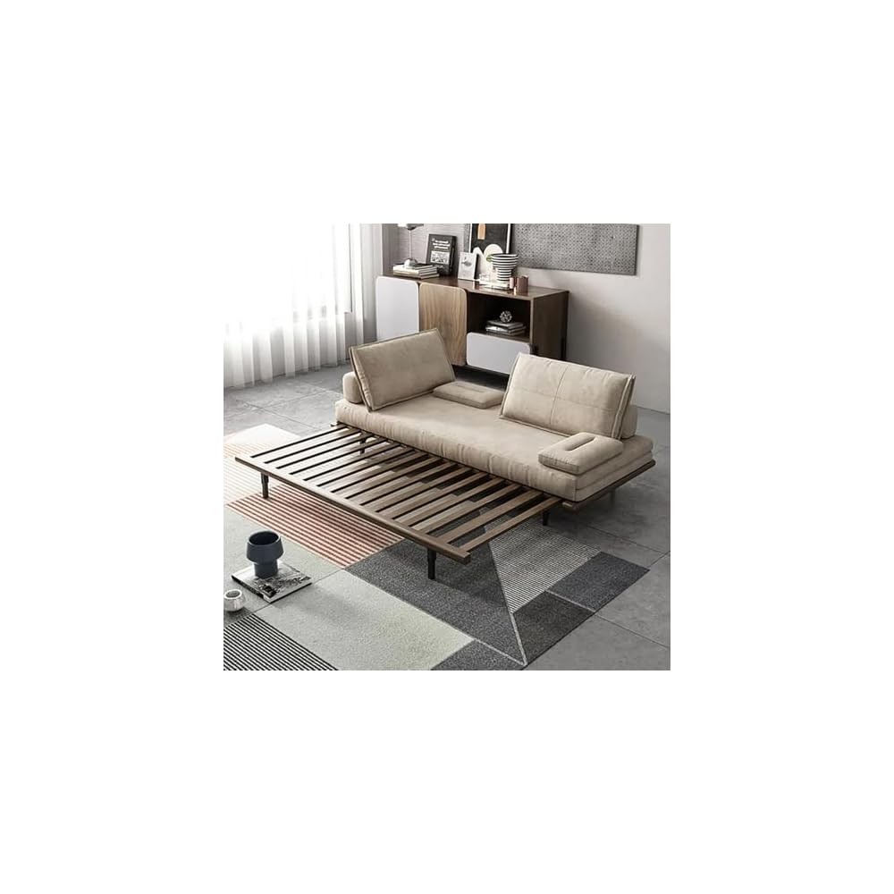homary 79" Pull Out Sofa Bed, Linen Convertible Sleeper Sofa, Khaki