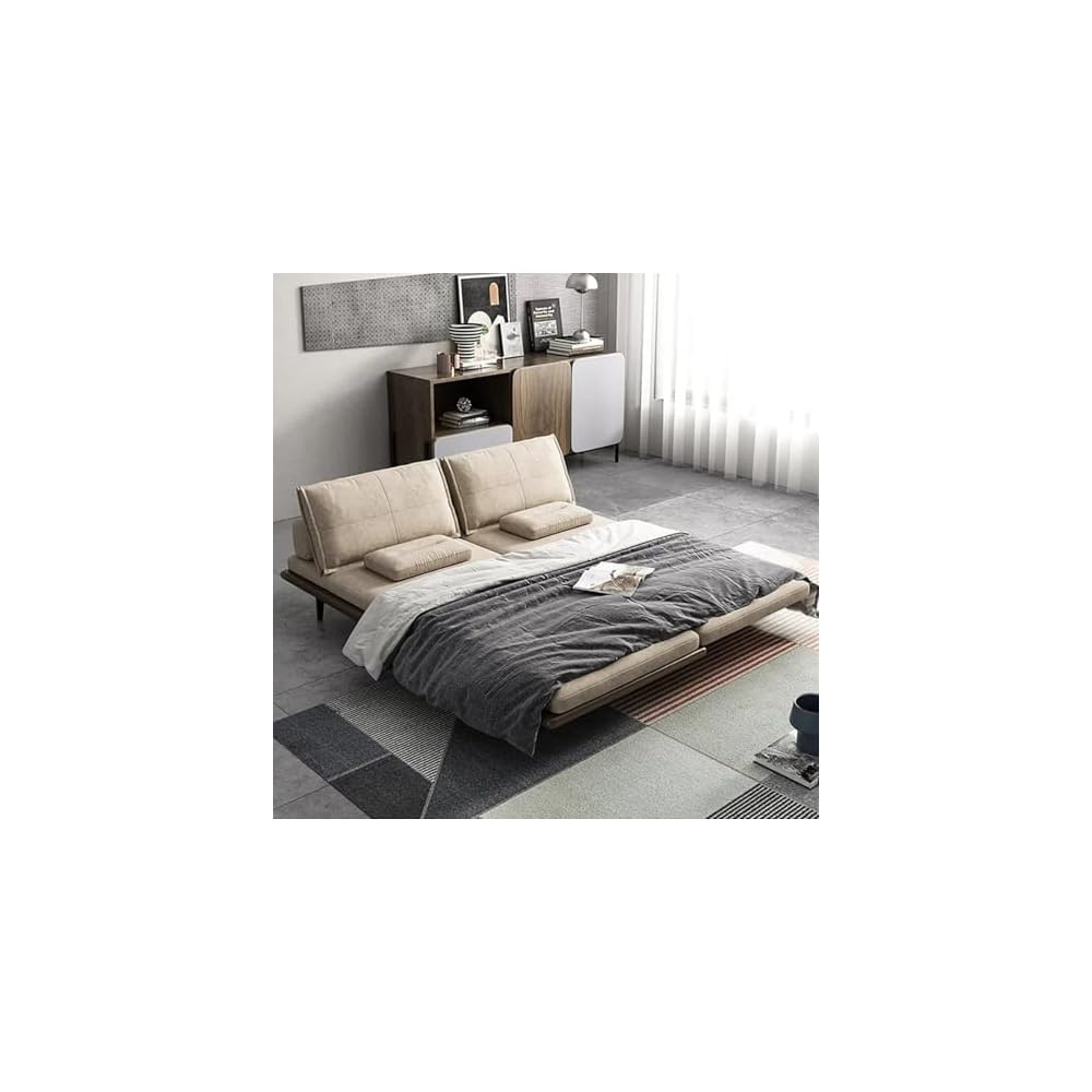 homary 79" Pull Out Sofa Bed, Linen Convertible Sleeper Sofa, Khaki