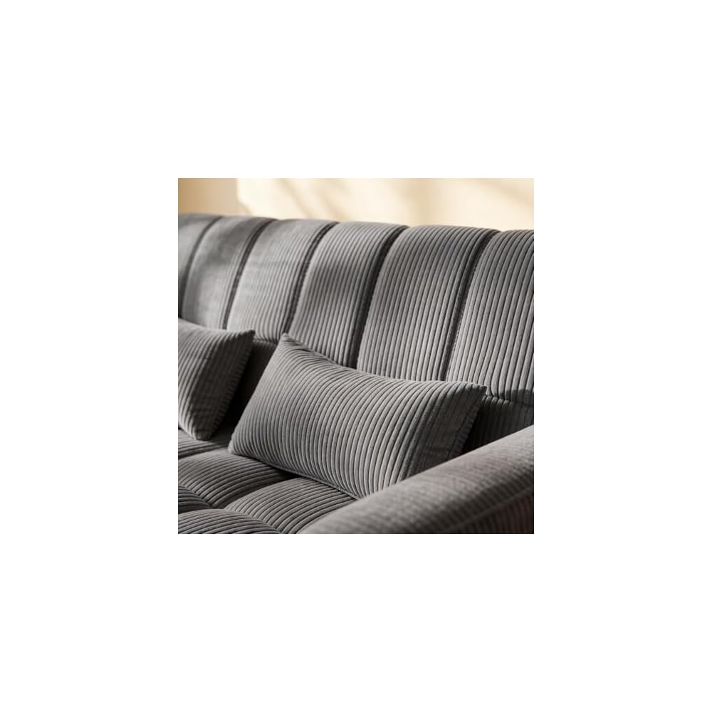 3-in-1 Convertible Sofa Bed, Medium Grey, 54-Inch Striped Velvet