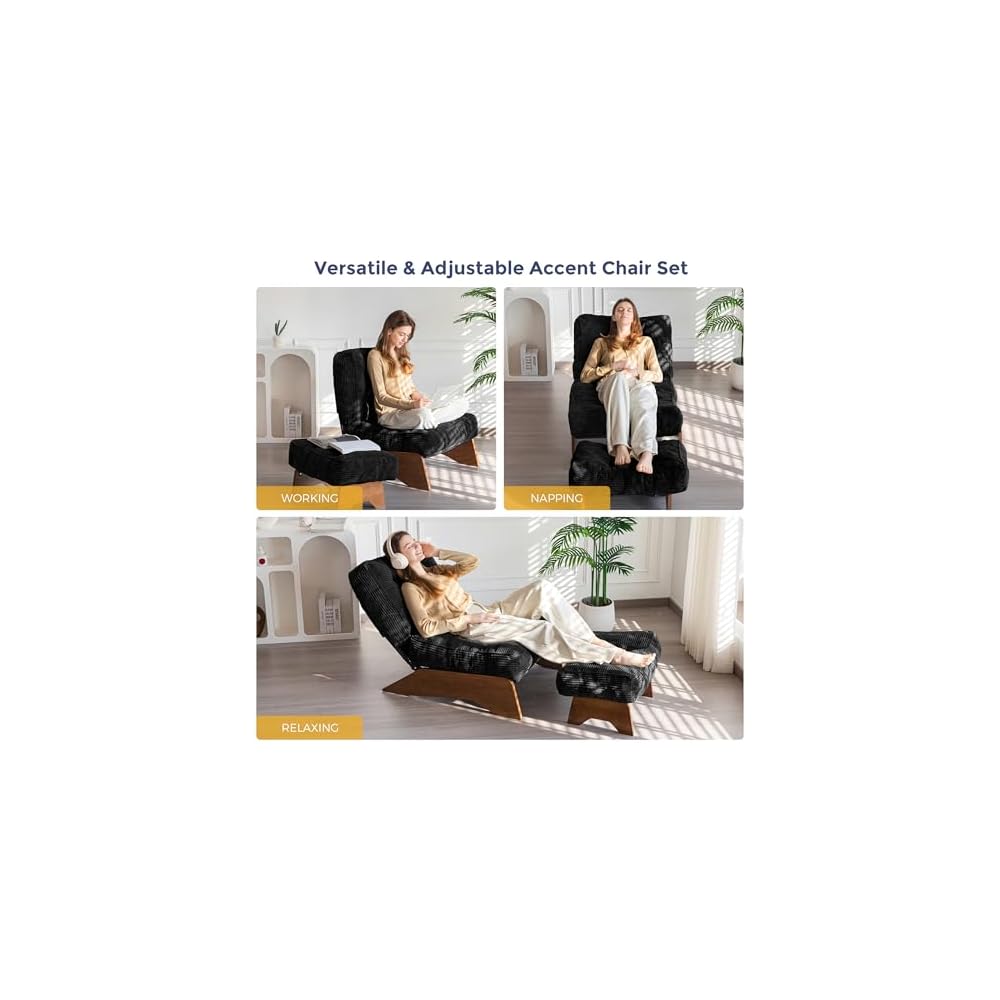 MAXYOYO Accent Chair with Ottoman, Lounge Chair with Adjustable Backrest