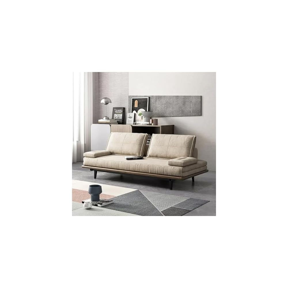 homary 79" Pull Out Sofa Bed, Linen Convertible Sleeper Sofa, Khaki