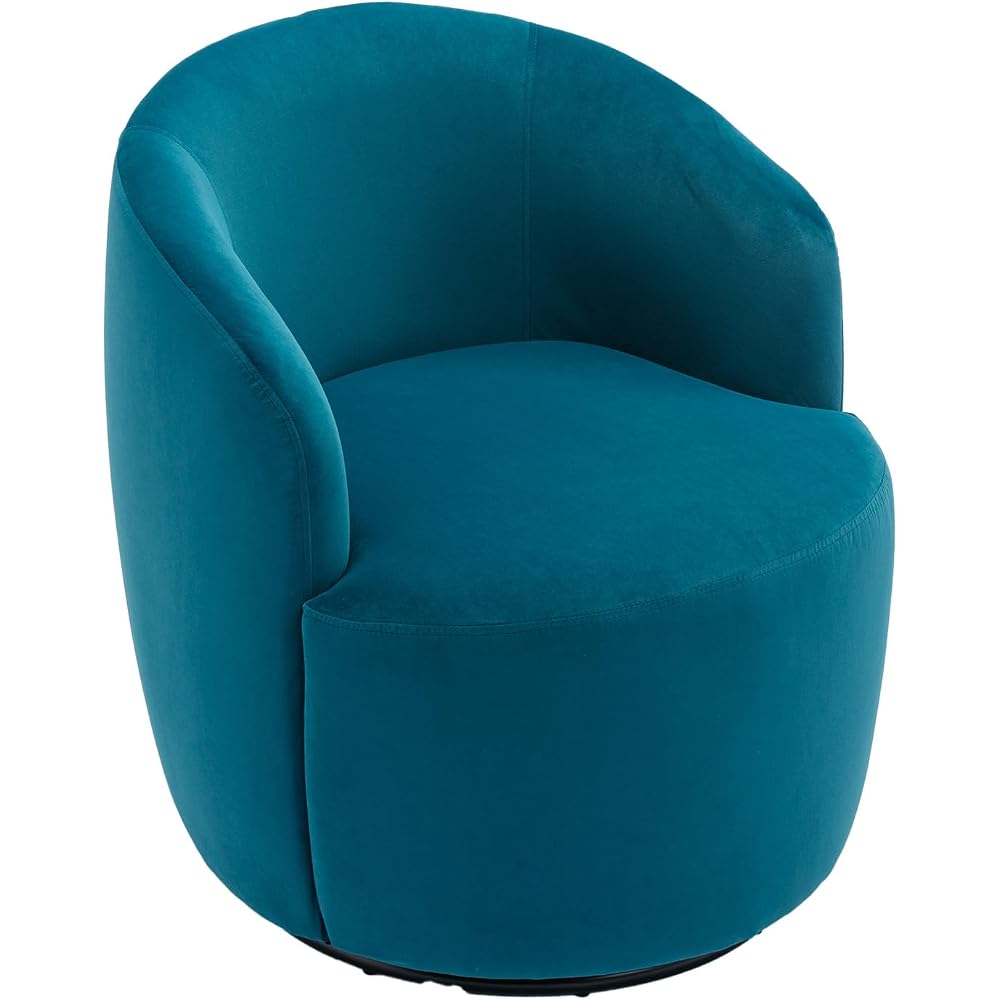 6955624449275 Velvet, PinkVelvet Fabric Swivel Accent Armchair Barrel Chair with Black Powder Coating Metal Ring,Pink, One Size, Teal
