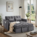 Pull Out Couch, Loveseat Sleeper Sofa Bed with Side Pockets, 3 in 1 Velvet Fabric Convertible Sofa Bed with Adjustable Backrest for Living Room, Bedroom, Apartment, Gray