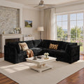 95" V Shape Cloud Sectional Couch, Deep Seat Modular Sofa, Black